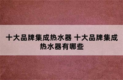 十大品牌集成热水器 十大品牌集成热水器有哪些